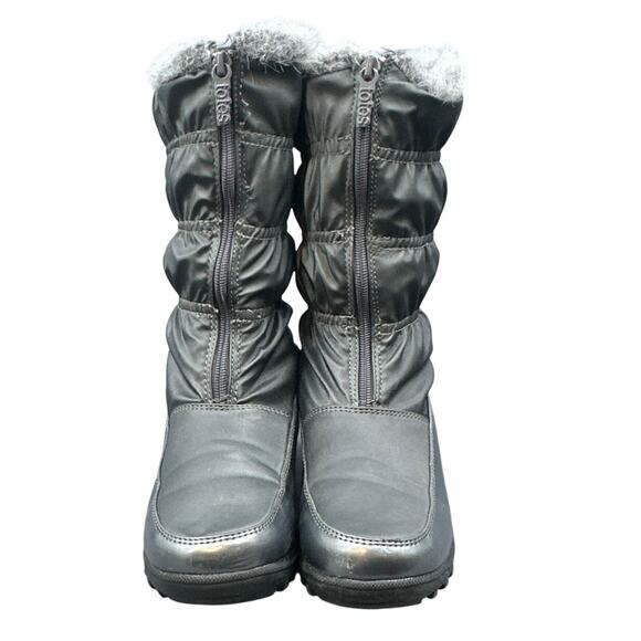 Totes Rogan Winter Boot 7W Gray Shiny Faux Fur Y2K School Snow Puffy Streetwear - Picture 3 of 15